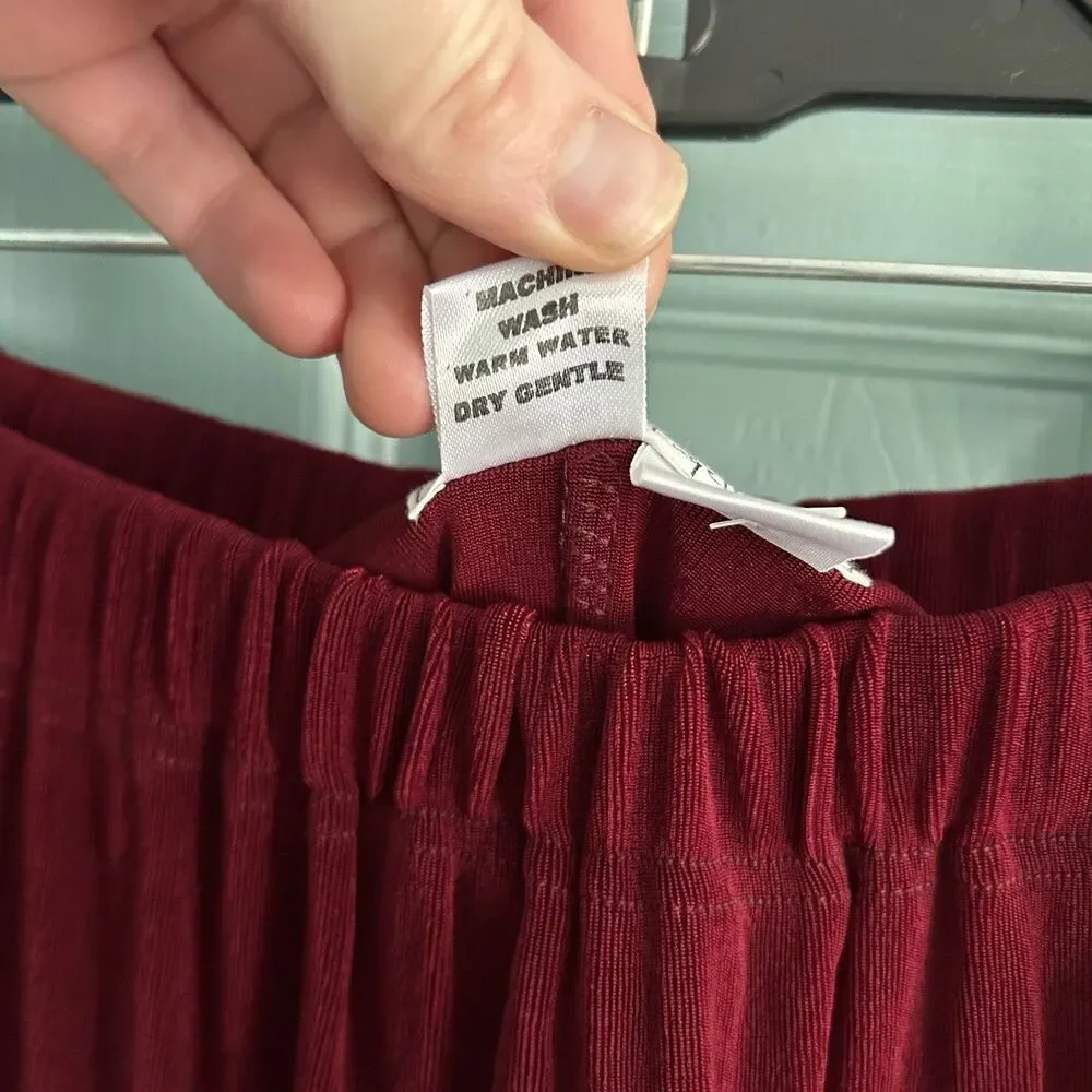 Vtg FLAX by Jeanne Engelhart Women Burgundy Maxi‎ Skirt Small Elastic Waist - Picture 2 of 8